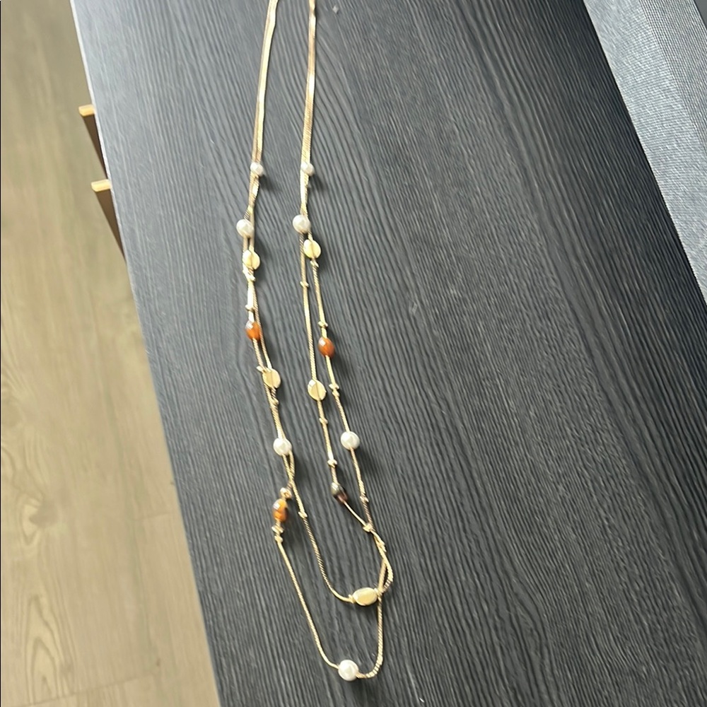 Ann  Taylor  Gold Cream Layered Necklace